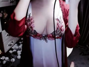 視覺ASMR 勾起慾望的紅色內衣和顫抖的巨乳